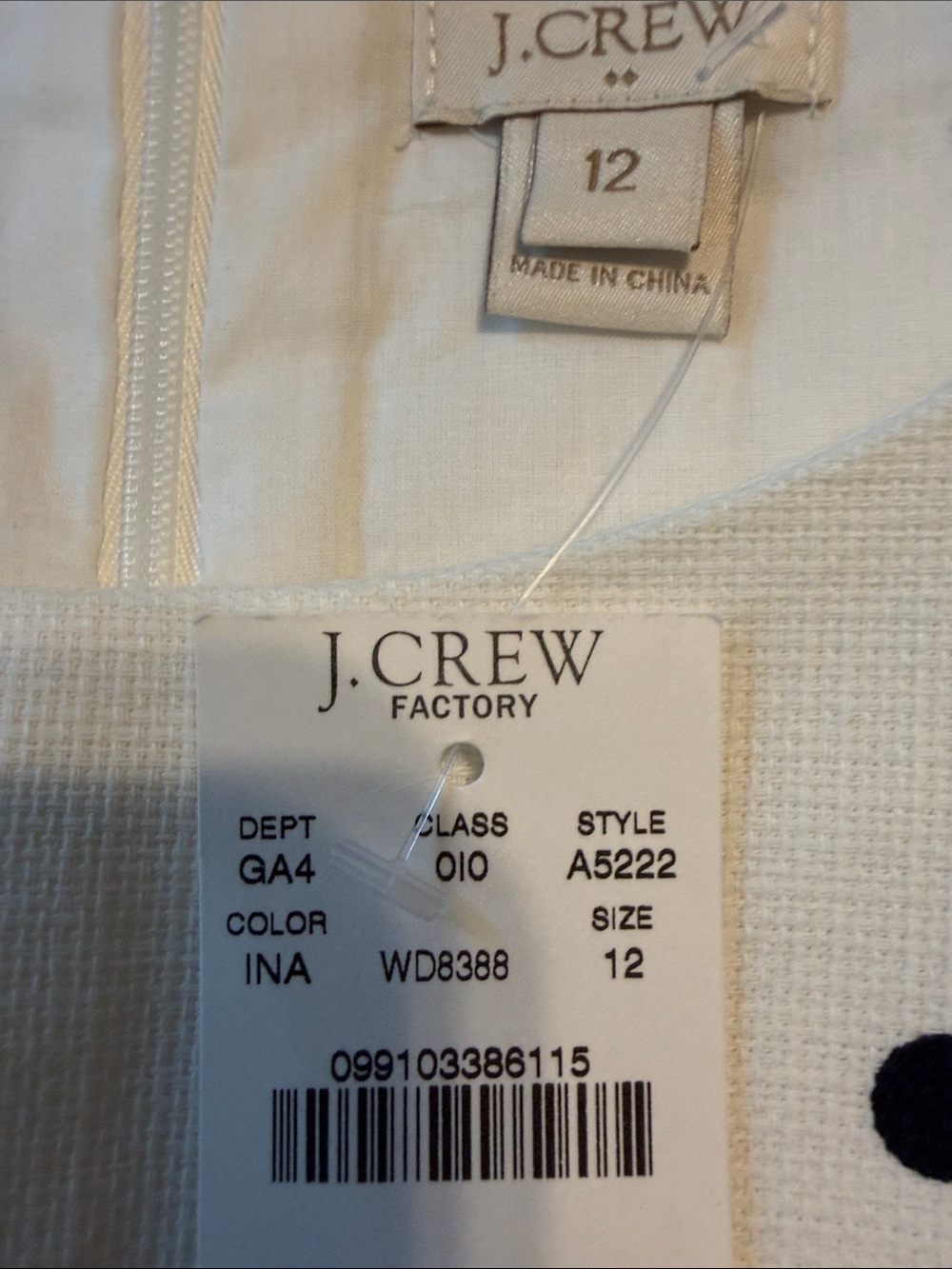 J. Crew Cream Dress with Black Geometric Pattern - Picture 3 of 6